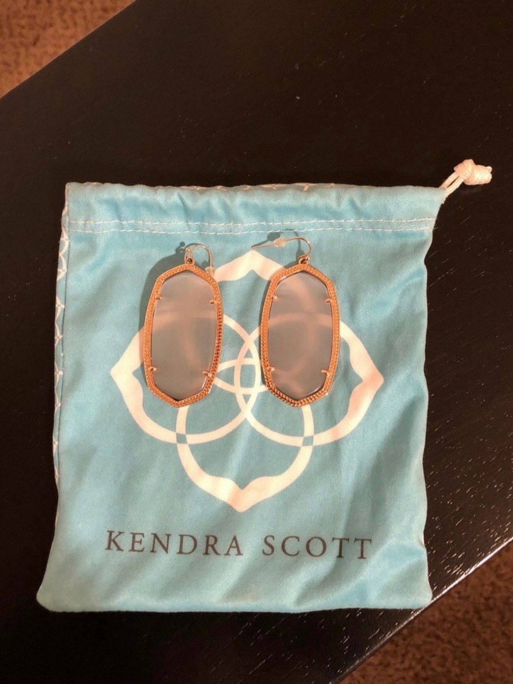 Kendra Scott Drop Earrings with Opalescent Gray Stones
